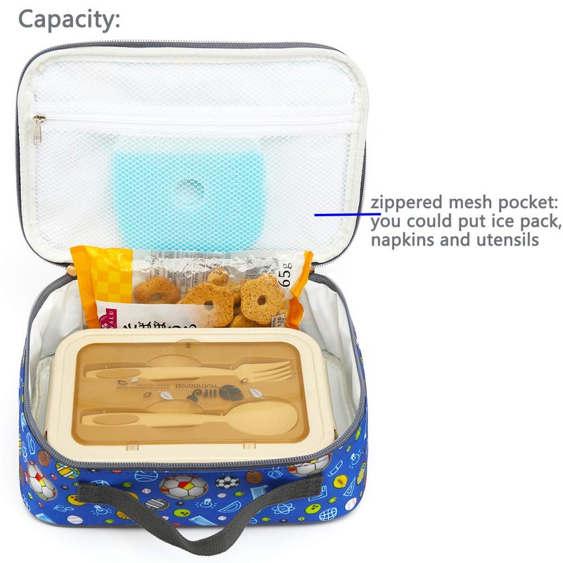 FlowFly Kids Lunch box Insulated Soft Bag Mini Cooler Back to School Thermal Meal Tote Kit for Girls, Boys,football - Image 5